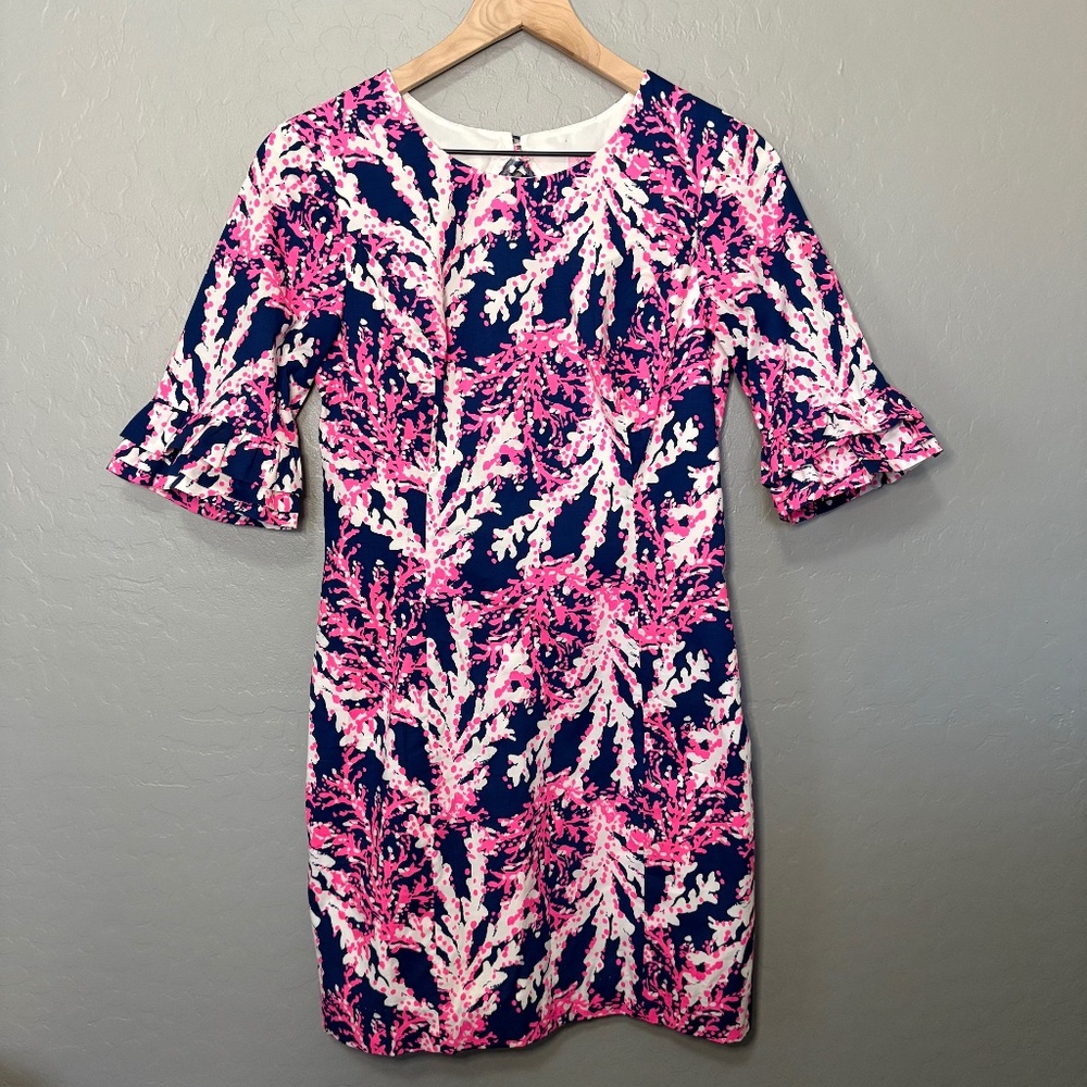 LILLY PULITZER Fiesta Stretch Dress Nauti‎ Navy Beyond the Sea  Size 0